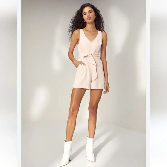 Aritzia Wilfred Ecoulment Tie Waist Open Back Romper in Pink/Peach Size 6 - Picture 12 of 12